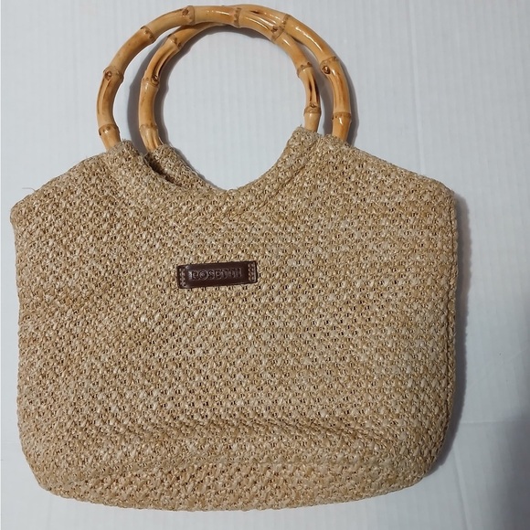 Rosetti Tan Woven Tote with Bamboo Handles - Picture 2 of 11